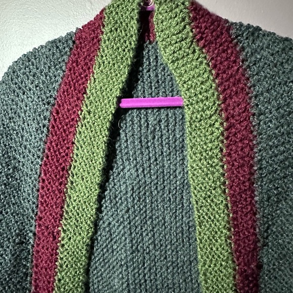 Gray, Green and Burgundy Women's Shawl - Picture 2 of 7